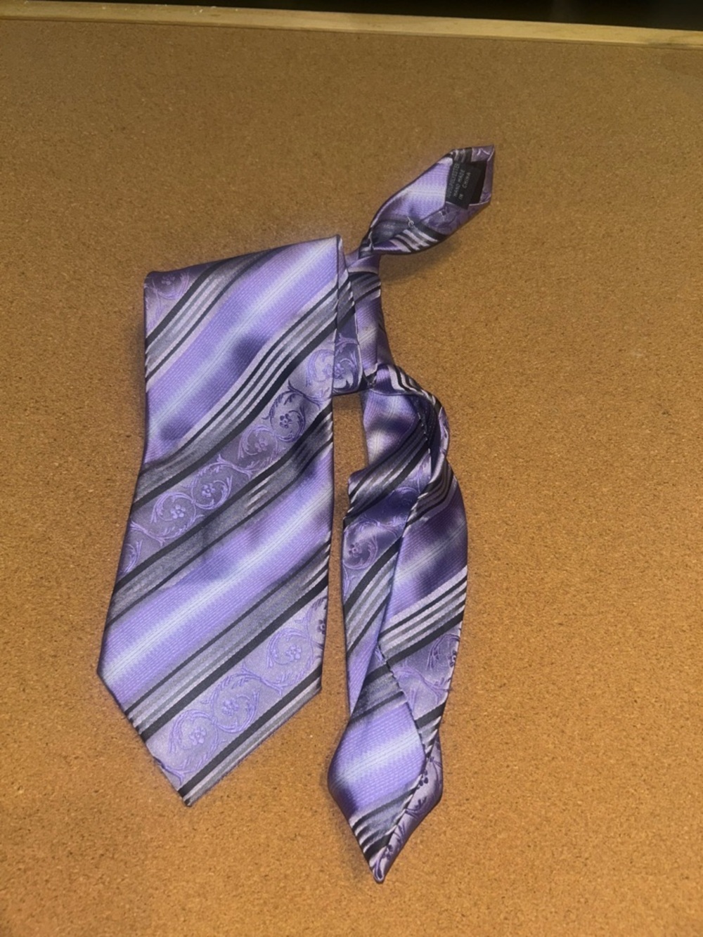 Purple Striped Men's Tie - Unknown Brand